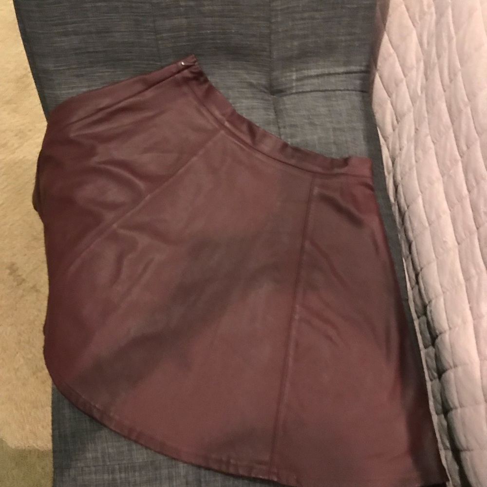 Wine colored pleather skirt